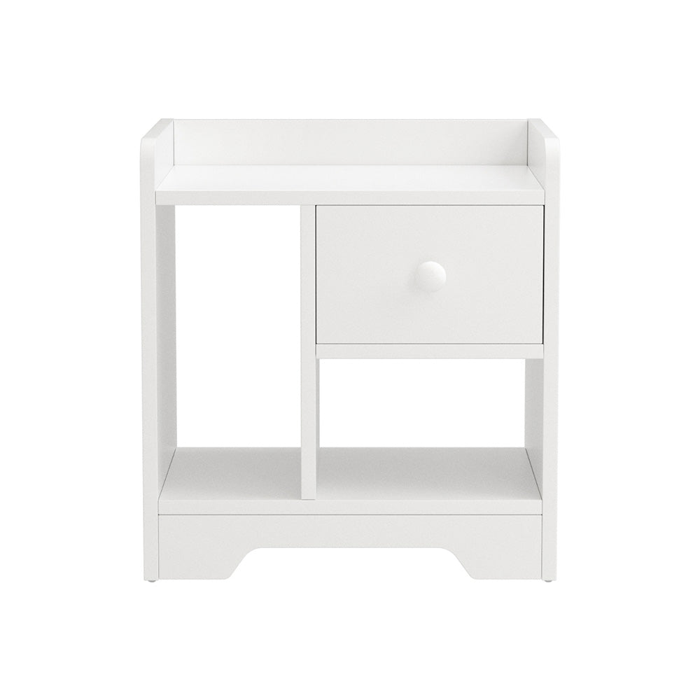 Artiss Bedside Table Drawer Nightstand Side End Table Storage Open Shelf White-Furniture &gt; Bedroom &gt; Dressers-PEROZ Accessories