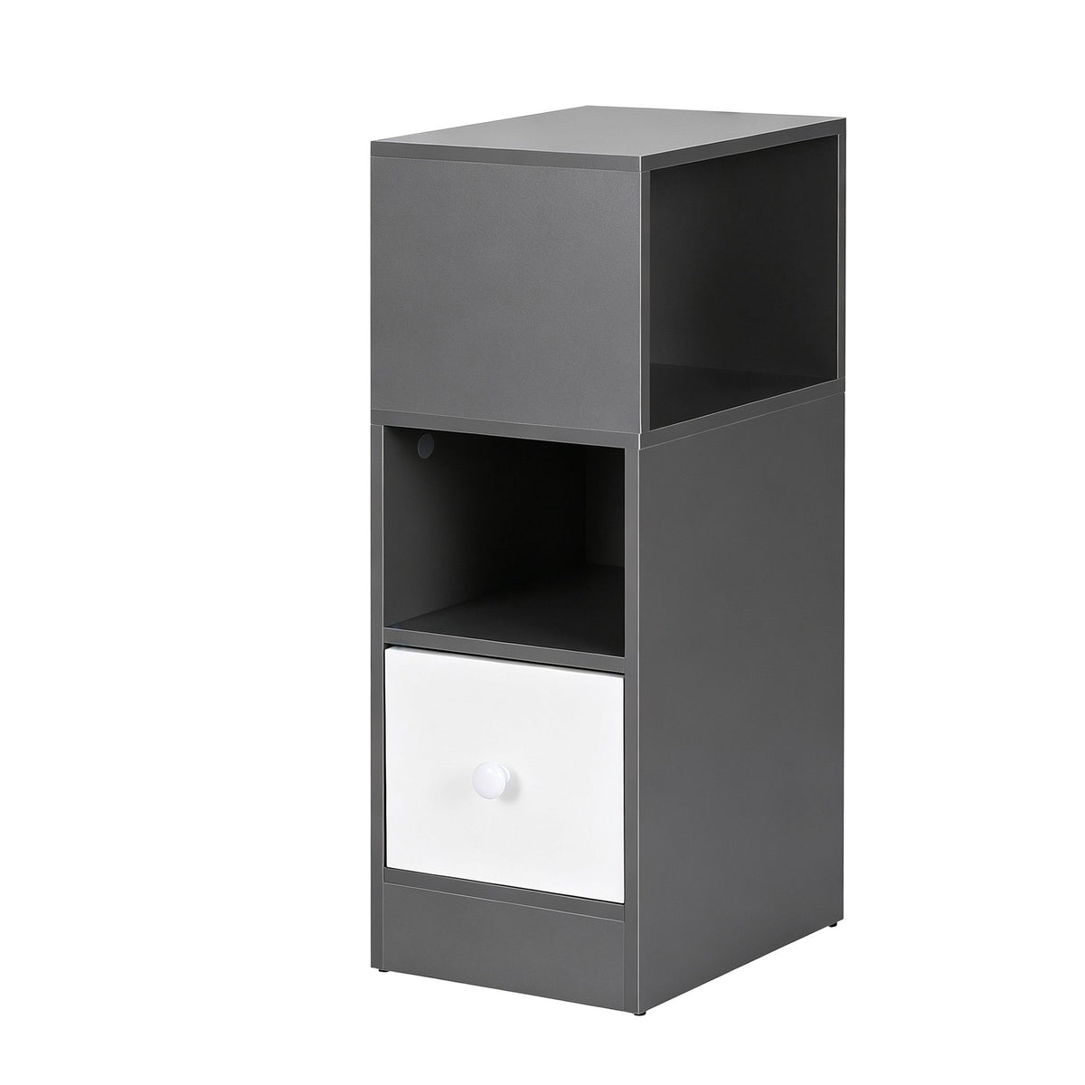 Artiss Narrow Bedside Table Grey Small Side Cabinet 1 Drawer