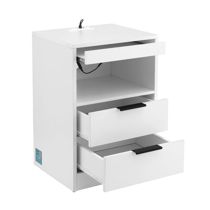 Artiss Bedside Table LED Nightstand Charging Station 2 Drawers - White-Furniture > Bedroom > Bedside Tables-PEROZ Accessories
