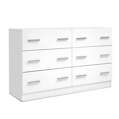 Artiss 6 Chest of Drawers - VEDA White-Furniture &gt; Living Room-PEROZ Accessories