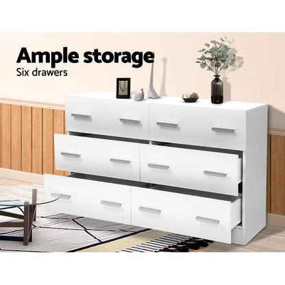 Artiss 6 Chest of Drawers - VEDA White-Furniture &gt; Living Room-PEROZ Accessories