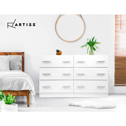 Artiss 6 Chest of Drawers - VEDA White-Furniture &gt; Living Room-PEROZ Accessories