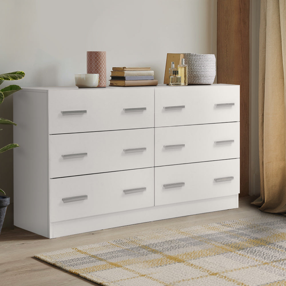 Artiss 6 Chest of Drawers - VEDA White-Furniture &gt; Living Room-PEROZ Accessories
