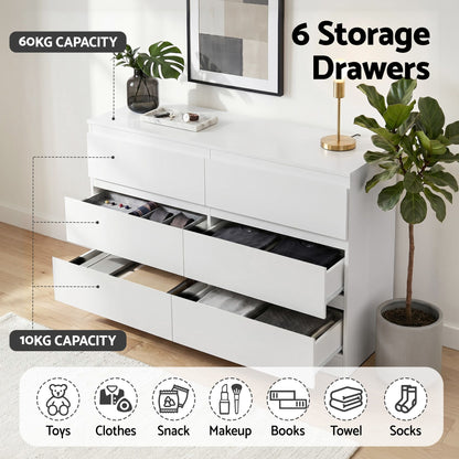 Artiss 6 Chest of Drawers Lowboy White