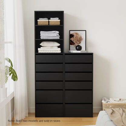 Artiss 6 Chest of Drawers Dresser Tallboy Black-Furniture &gt; Bedroom &gt; Dressers-PEROZ Accessories