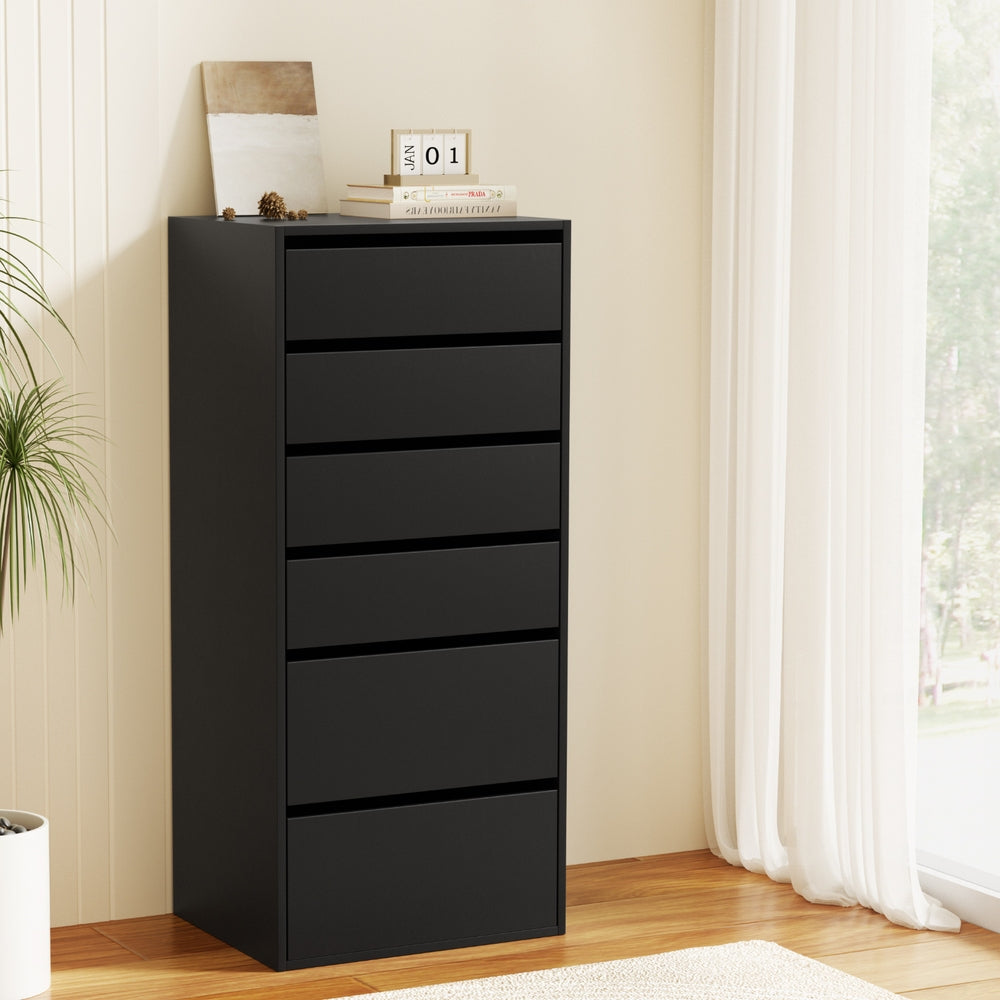Artiss 6 Chest of Drawers Dresser Tallboy Black-Furniture &gt; Bedroom &gt; Dressers-PEROZ Accessories