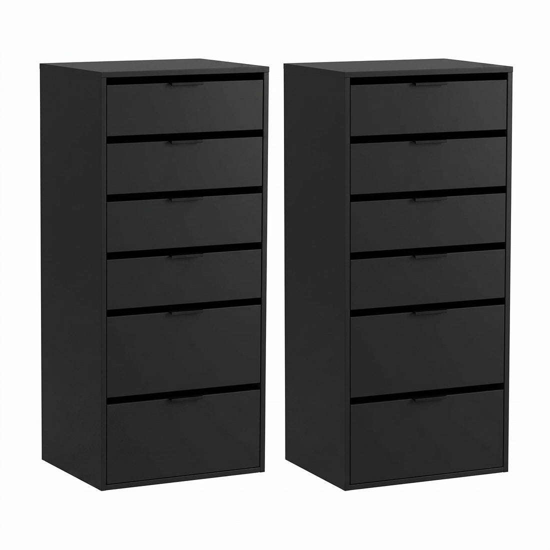 Artiss 2x Chest of 6 Drawers Dresser Tallboy Black-Furniture > Bedroom > Dressers-PEROZ Accessories