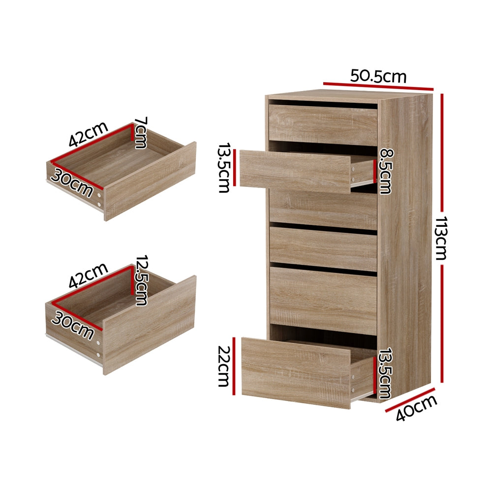 Artiss 6 Chest of Drawers Dresser Tallboy Pine-Furniture &gt; Bedroom &gt; Dressers-PEROZ Accessories