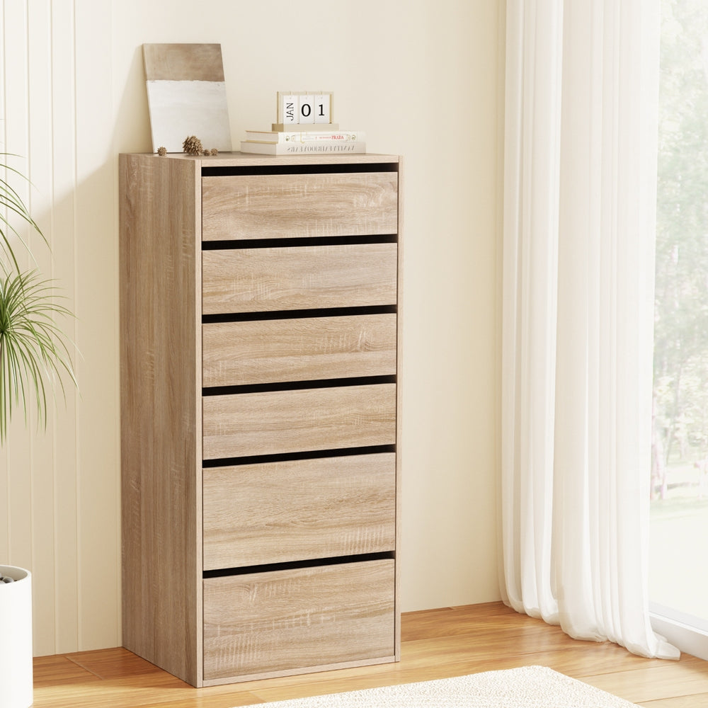 Artiss 6 Chest of Drawers Dresser Tallboy Pine-Furniture &gt; Bedroom &gt; Dressers-PEROZ Accessories