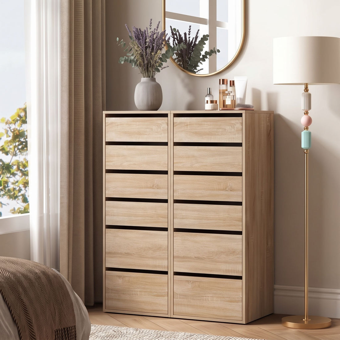 Artiss 2x Chest of 6 Drawers Dresser Tallboy Pine-Furniture > Bedroom > Dressers-PEROZ Accessories