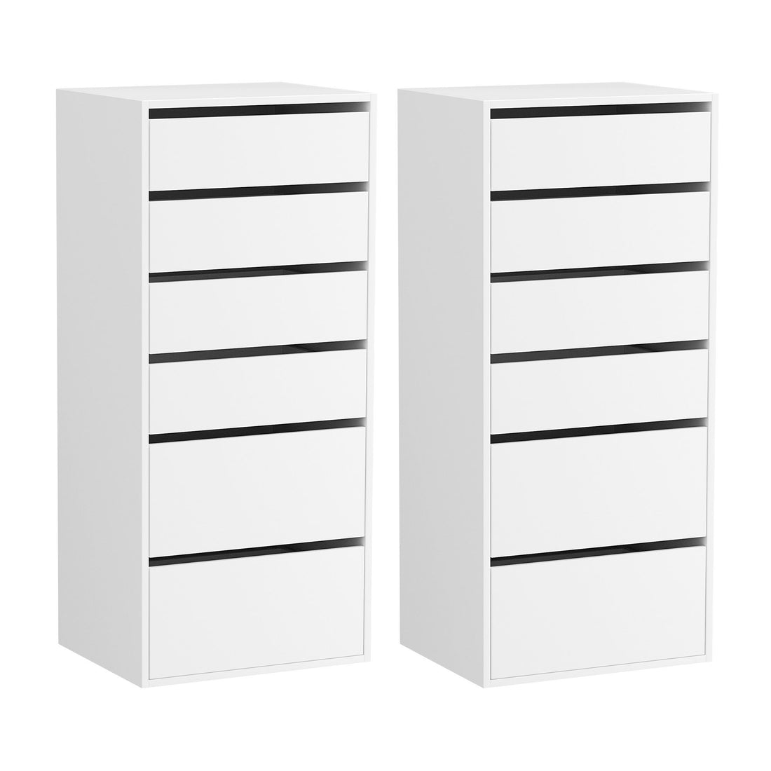 Artiss 2x Chest of 6 Drawers Dresser Tallboy White-Furniture > Bedroom > Dressers-PEROZ Accessories