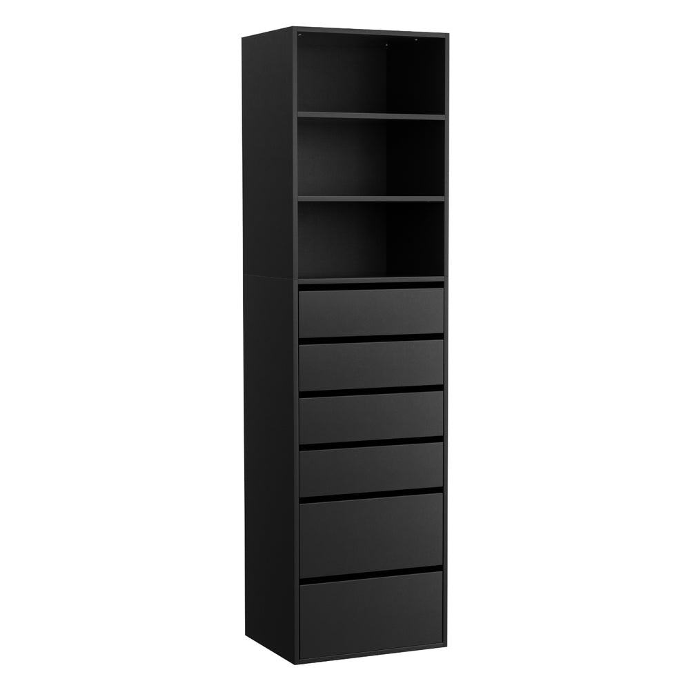 Artiss 6 Chest of Drawers Tallboy Cabinet Black-Furniture &gt; Bedroom &gt; Dressers-PEROZ Accessories