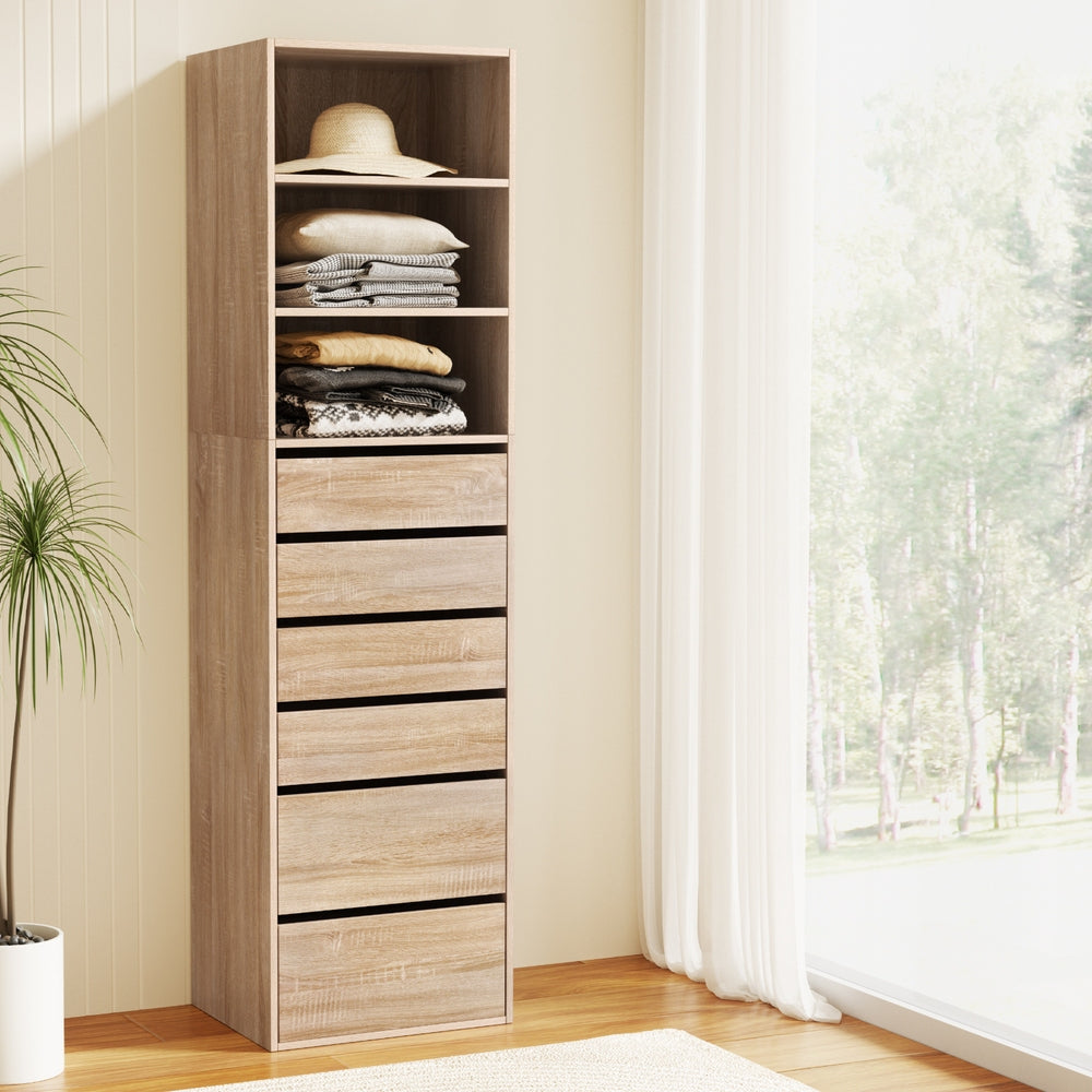 Artiss 6 Chest of Drawers Tallboy Cabinet Pine-Furniture &gt; Bedroom &gt; Dressers-PEROZ Accessories