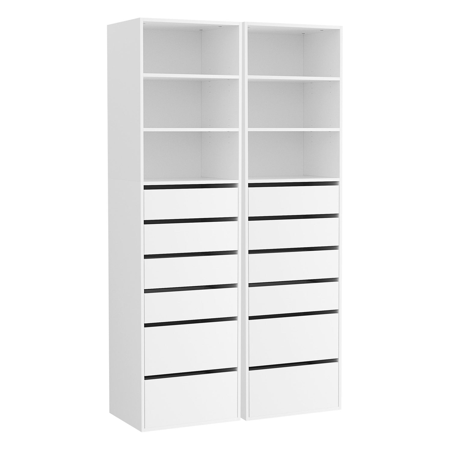Artiss 2x Chest of 6 Drawers Tallboy Cabinet Adjustable Shelf White-Furniture > Bedroom > Dressers-PEROZ Accessories