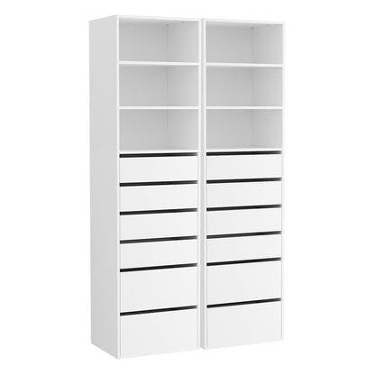Artiss 2x Chest of 6 Drawers Tallboy Cabinet Adjustable Shelf White-Furniture > Bedroom > Dressers-PEROZ Accessories
