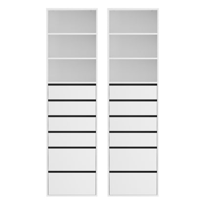 Artiss 2x Chest of 6 Drawers Tallboy Cabinet Adjustable Shelf White-Furniture > Bedroom > Dressers-PEROZ Accessories
