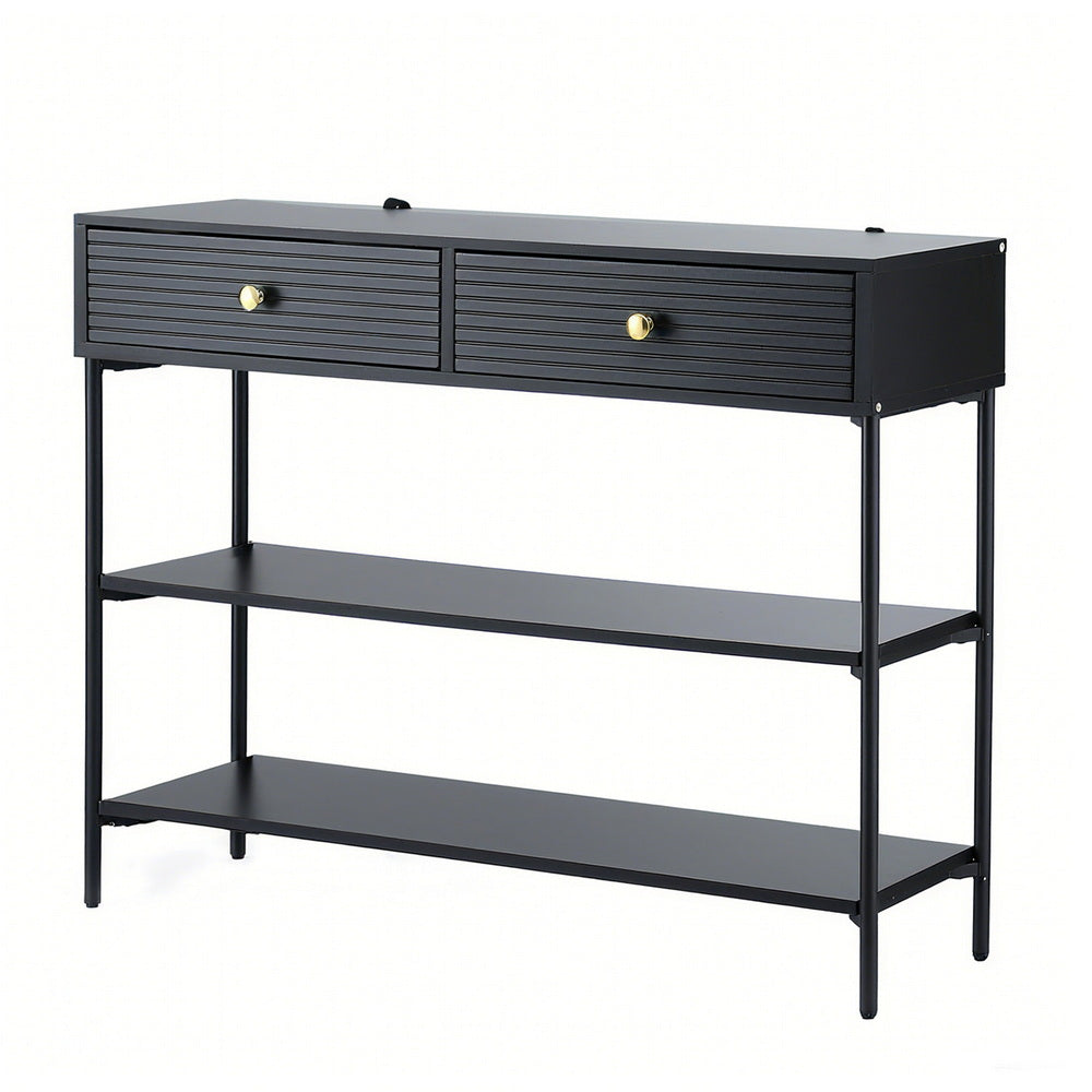 Artiss Console Table 3-Tier Black-Furniture &gt; Living Room &gt; Side Tables-PEROZ Accessories