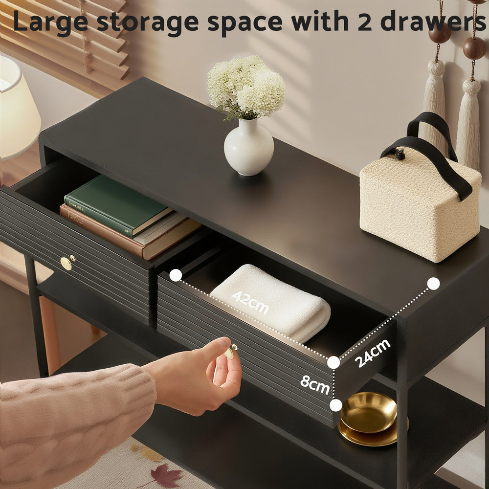 Artiss Console Table 3-Tier Black-Furniture &gt; Living Room &gt; Side Tables-PEROZ Accessories