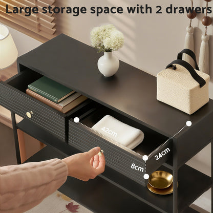 Artiss Console Table 3-Tier Black-Furniture &gt; Living Room &gt; Side Tables-PEROZ Accessories