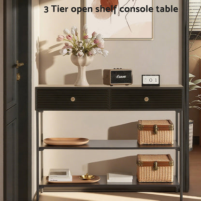 Artiss Console Table 3-Tier Black-Furniture &gt; Living Room &gt; Side Tables-PEROZ Accessories