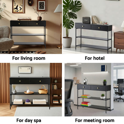 Artiss Console Table 3-Tier Black-Furniture &gt; Living Room &gt; Side Tables-PEROZ Accessories
