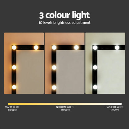 Artiss Dressing Table Vanity Desk Set Stool 12 Led Bulbs Black-Furniture > Bedroom > Dressing Vanity &amp; Dressing Tables-PEROZ Accessories