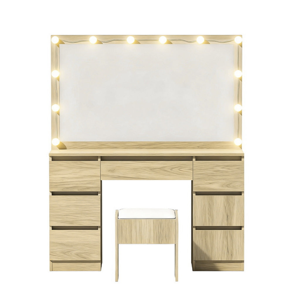 Artiss Dressing Table Vanity Desk Set Stool 12 Led Bulbs Wood-Furniture > Bedroom > Dressing Vanity &amp; Dressing Tables-PEROZ Accessories