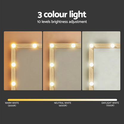 Artiss Dressing Table Vanity Desk Set Stool 12 Led Bulbs Wood-Furniture > Bedroom > Dressing Vanity &amp; Dressing Tables-PEROZ Accessories