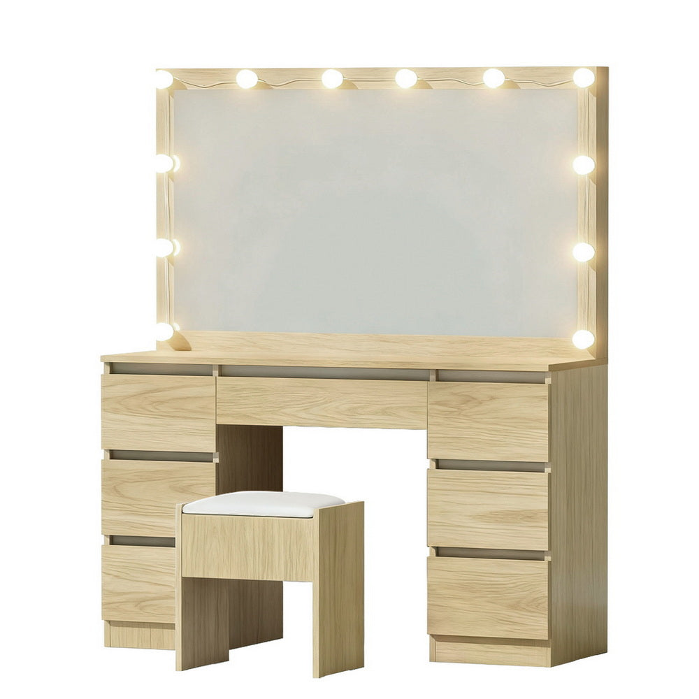 Artiss Dressing Table Vanity Desk Set Stool 12 Led Bulbs Wood-Furniture > Bedroom > Dressing Vanity &amp; Dressing Tables-PEROZ Accessories