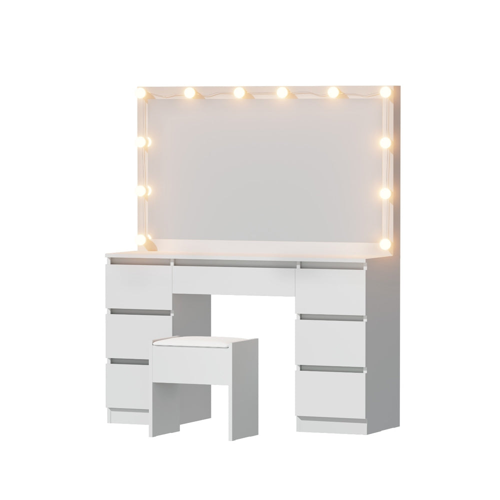 Artiss Dressing Table Vanity Desk Set Stool 12 Led Bulbs White-Furniture &gt; Bedroom &gt; Dressing Vanity &amp; Dressing Tables-PEROZ Accessories