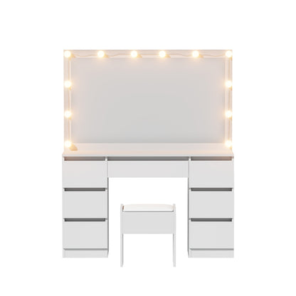 Artiss Dressing Table Vanity Desk Set Stool 12 Led Bulbs White-Furniture &gt; Bedroom &gt; Dressing Vanity &amp; Dressing Tables-PEROZ Accessories