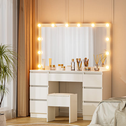 Artiss Dressing Table Vanity Desk Set Stool 12 Led Bulbs White-Furniture &gt; Bedroom &gt; Dressing Vanity &amp; Dressing Tables-PEROZ Accessories