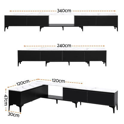Artiss TV Cabinet Entertainment Unit Stand Extendable Black-Furniture > Living Room > TV Units-PEROZ Accessories
