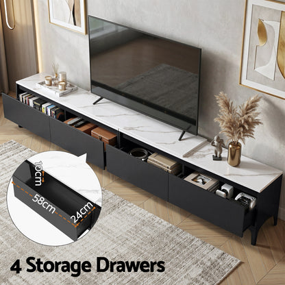 Artiss TV Cabinet Entertainment Unit Stand Extendable Black-Furniture > Living Room > TV Units-PEROZ Accessories