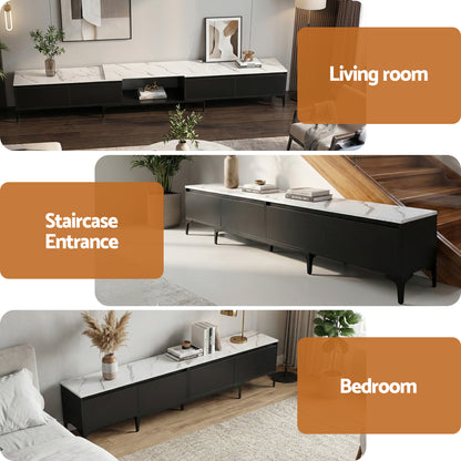 Artiss TV Cabinet Entertainment Unit Stand Extendable Black-Furniture > Living Room > TV Units-PEROZ Accessories