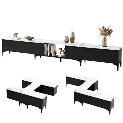 Artiss TV Cabinet Entertainment Unit Stand Extendable Black-Furniture > Living Room > TV Units-PEROZ Accessories