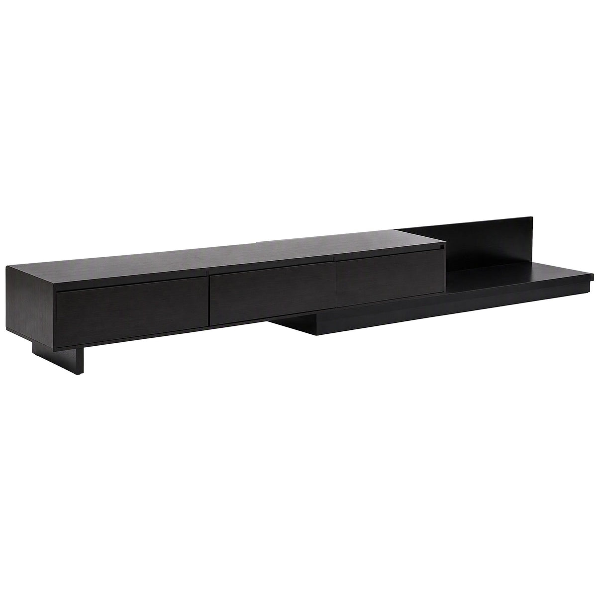 Artiss Extendable TV Unit 200CM 3 Storage Drawers Dark Walnut &amp; Black
