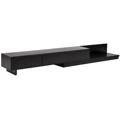 Artiss Extendable TV Unit 200CM 3 Storage Drawers Dark Walnut &amp; Black