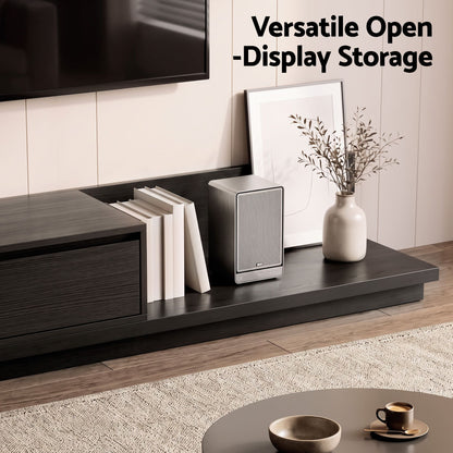 Artiss Extendable TV Unit 200CM 3 Storage Drawers Dark Walnut &amp; Black
