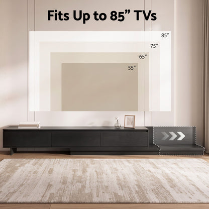 Artiss Extendable TV Unit 200CM 3 Storage Drawers Dark Walnut &amp; Black