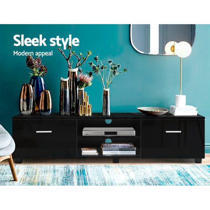 Artiss Entertainment Unit TV Cabinet 140cm Black Jim-Entertainment Units-PEROZ Accessories