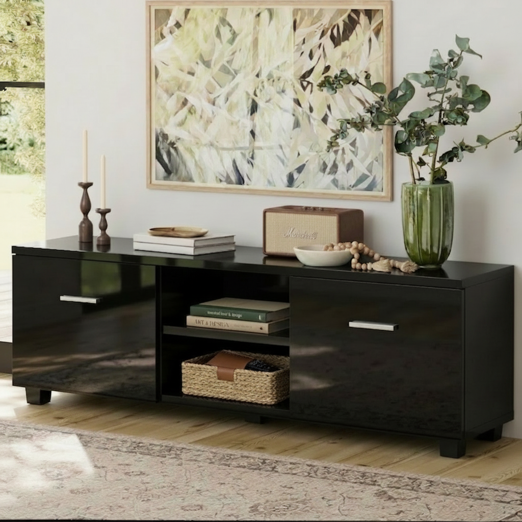 Artiss Entertainment Unit TV Cabinet 140cm Black Jim-Entertainment Units-PEROZ Accessories