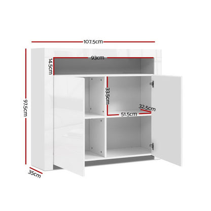 Artiss Buffet Sideboard LED - ARNO White-Sideboards-PEROZ Accessories