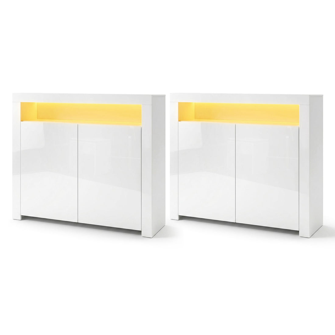 Artiss 2x Buffet Sideboard Cabinet LED Cupboard High-Gloss Storage Pantry ARNO-Furniture > Dining > Buffets &amp; Sideboards-PEROZ Accessories