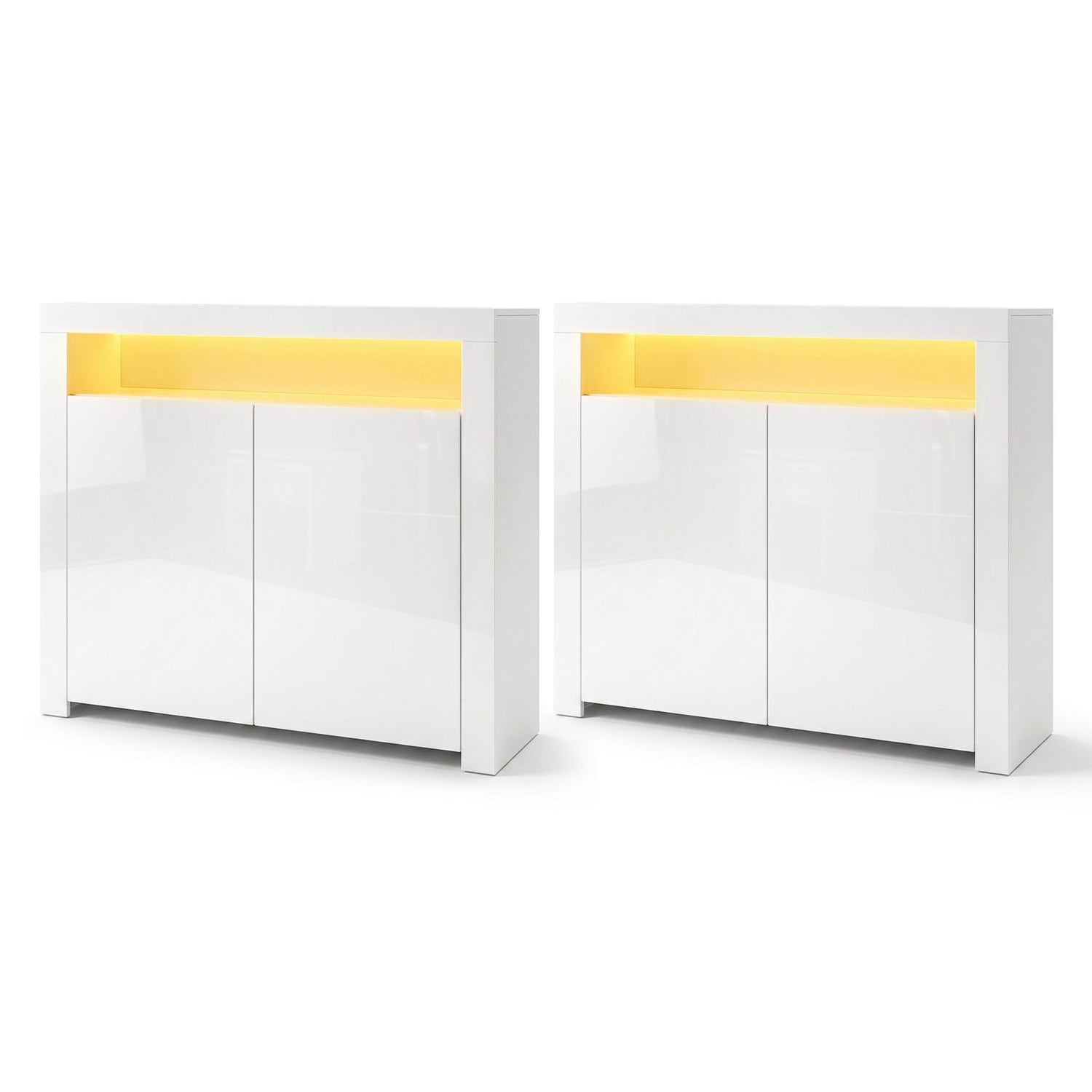 Artiss 2x Buffet Sideboard Cabinet LED Cupboard High-Gloss Storage Pantry ARNO-Furniture > Dining > Buffets &amp; Sideboards-PEROZ Accessories