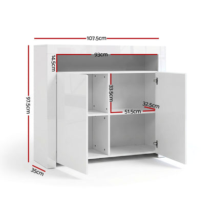 Artiss 2x Buffet Sideboard Cabinet LED Cupboard High-Gloss Storage Pantry ARNO-Furniture > Dining > Buffets &amp; Sideboards-PEROZ Accessories
