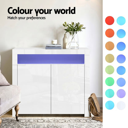 Artiss 2x Buffet Sideboard Cabinet LED Cupboard High-Gloss Storage Pantry ARNO-Furniture > Dining > Buffets &amp; Sideboards-PEROZ Accessories
