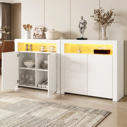 Artiss 2x Buffet Sideboard Cabinet LED Cupboard High-Gloss Storage Pantry ARNO-Furniture > Dining > Buffets &amp; Sideboards-PEROZ Accessories
