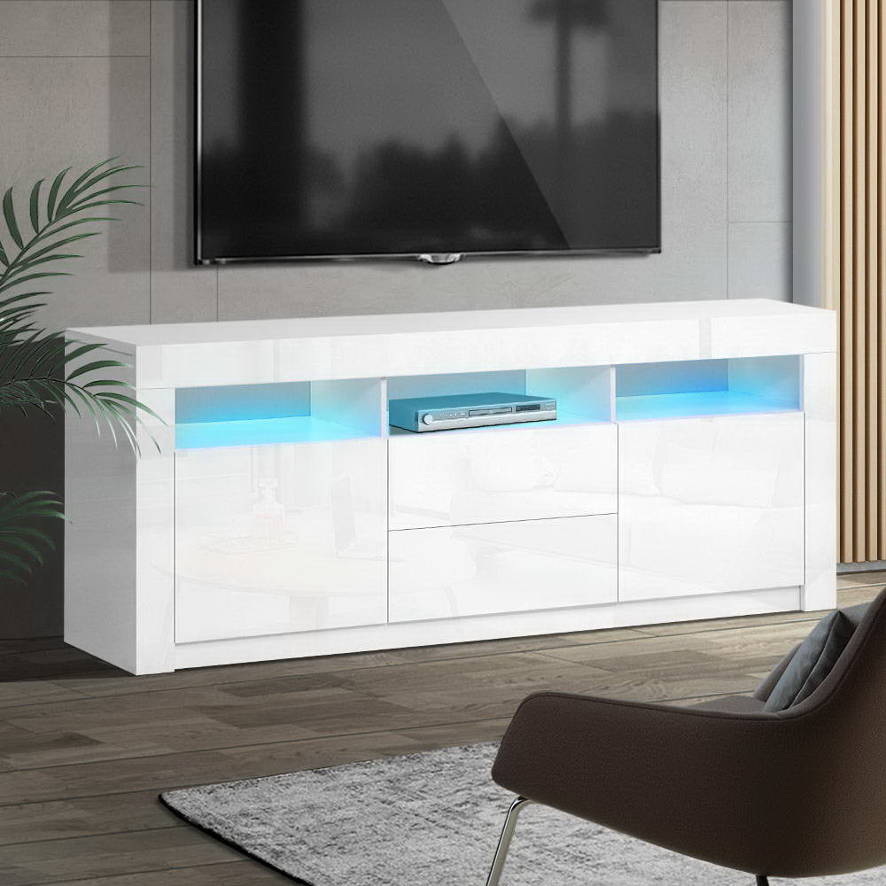 Artiss Entertainment Unit TV Cabinet LED 160cm White Anna-Entertainment Units-PEROZ Accessories