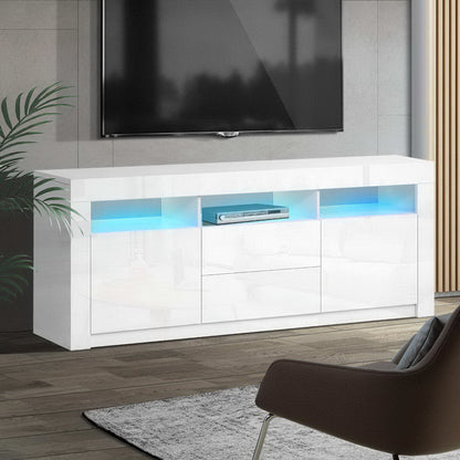 Artiss Entertainment Unit TV Cabinet LED 160cm White Anna-Entertainment Units-PEROZ Accessories